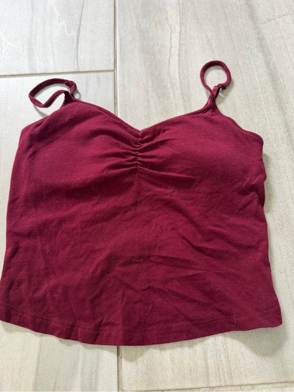 SO Burgundy Ruched Spaghetti Strap Cami